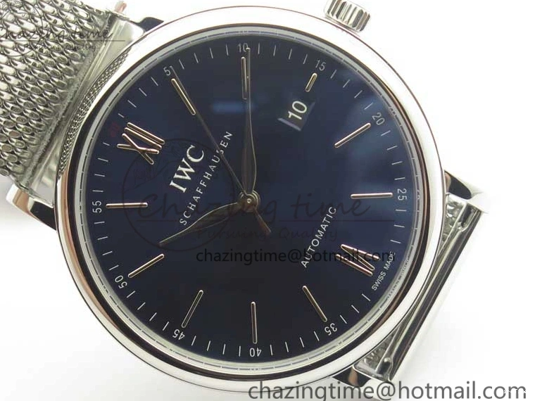 MIROTIME 1218 Portofino IW356501 SS V3 MK 1:1 Best Edition Blue Dial On SS Mesh Bracelet MIYOTA Timeless 7194